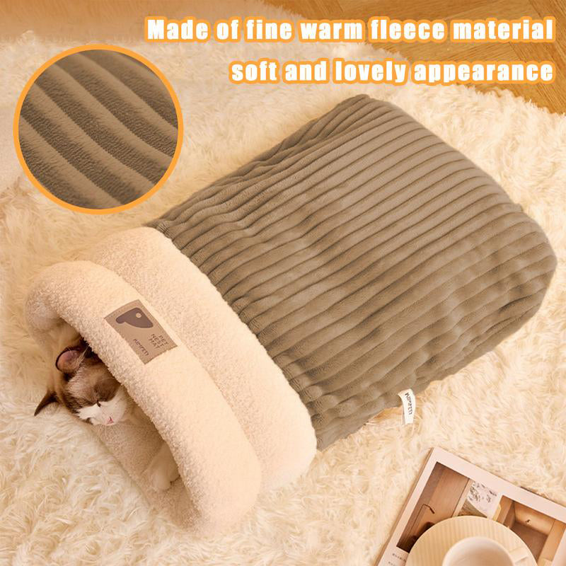 Pet Sleeping Bag - Winter Warm Soft Plush Semi Enclosed
