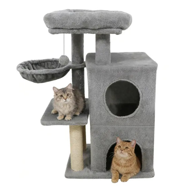 Multi-Level Cat Tree With 2-Tier Condo, Sisal Scratching Posts & Anti-Toppling Device