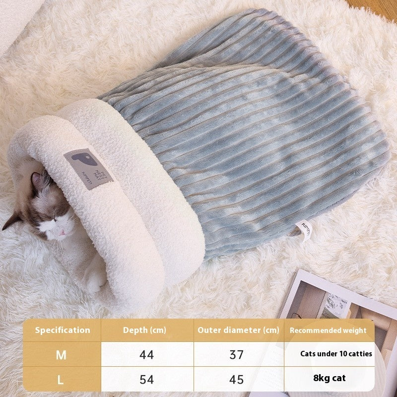 Pet Sleeping Bag - Winter Warm Soft Plush Semi Enclosed