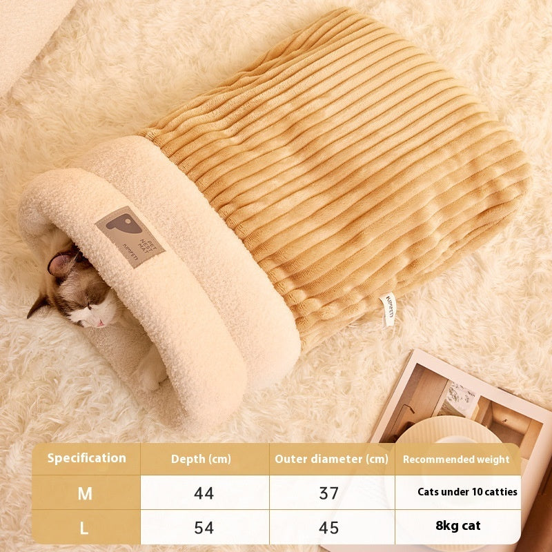 Pet Sleeping Bag - Winter Warm Soft Plush Semi Enclosed