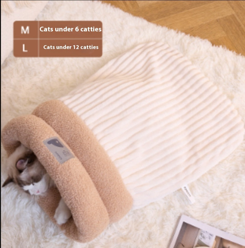 Pet Sleeping Bag - Winter Warm Soft Plush Semi Enclosed