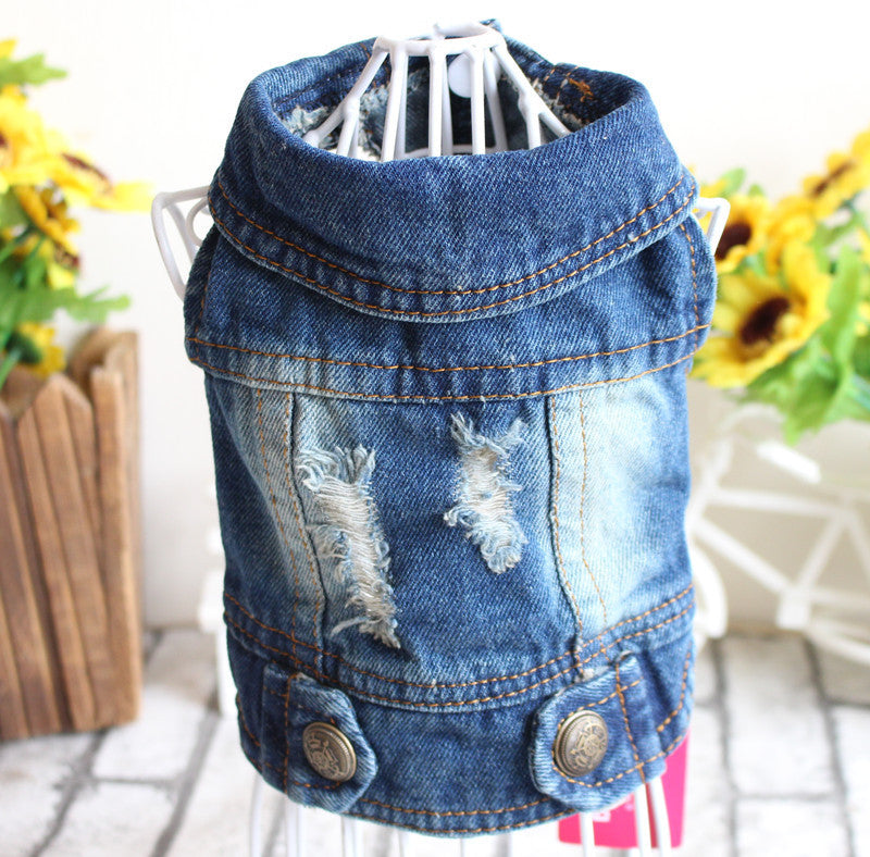 Small Dog Denim Jacket Vest